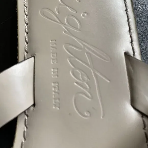 Brighton Alice Greige Leather Thong Sandal Ferrara Ornamentation Sz 9 Italy - Picture 6 of 10